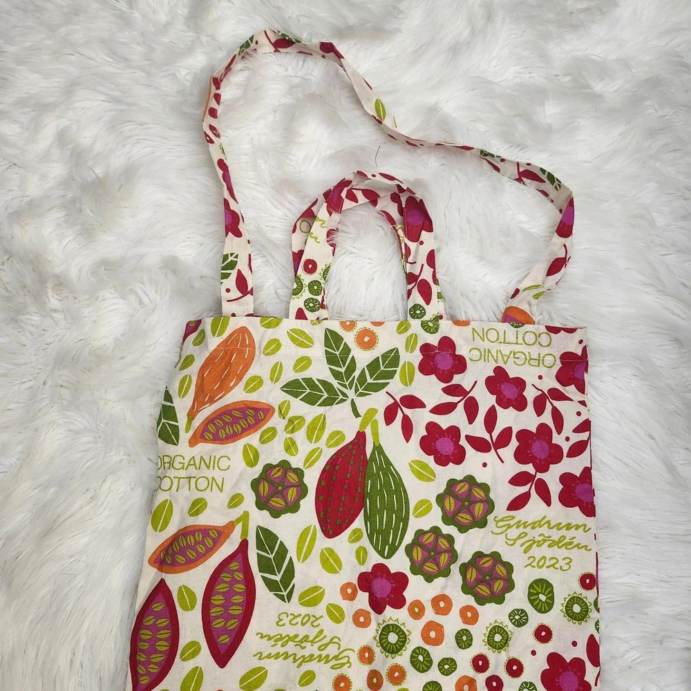Gudrun Sjoden 2023 Organic Cotton Tote Bag Botanical Floral Reusable Shopper